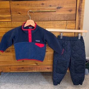 Patagonia Navy and Red Fleece Set
